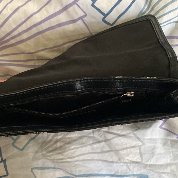 Coach Lurex Classic Logo Black and Silver Shoulder Bag Silver Hardware Y2K Used - Picture 4 of 4